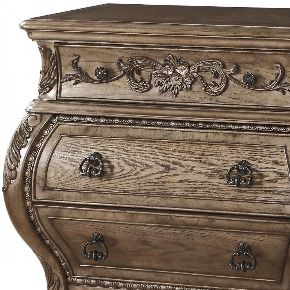 Champagne Novelty Three Drawers Solid Wood Nightstand - 34-inch