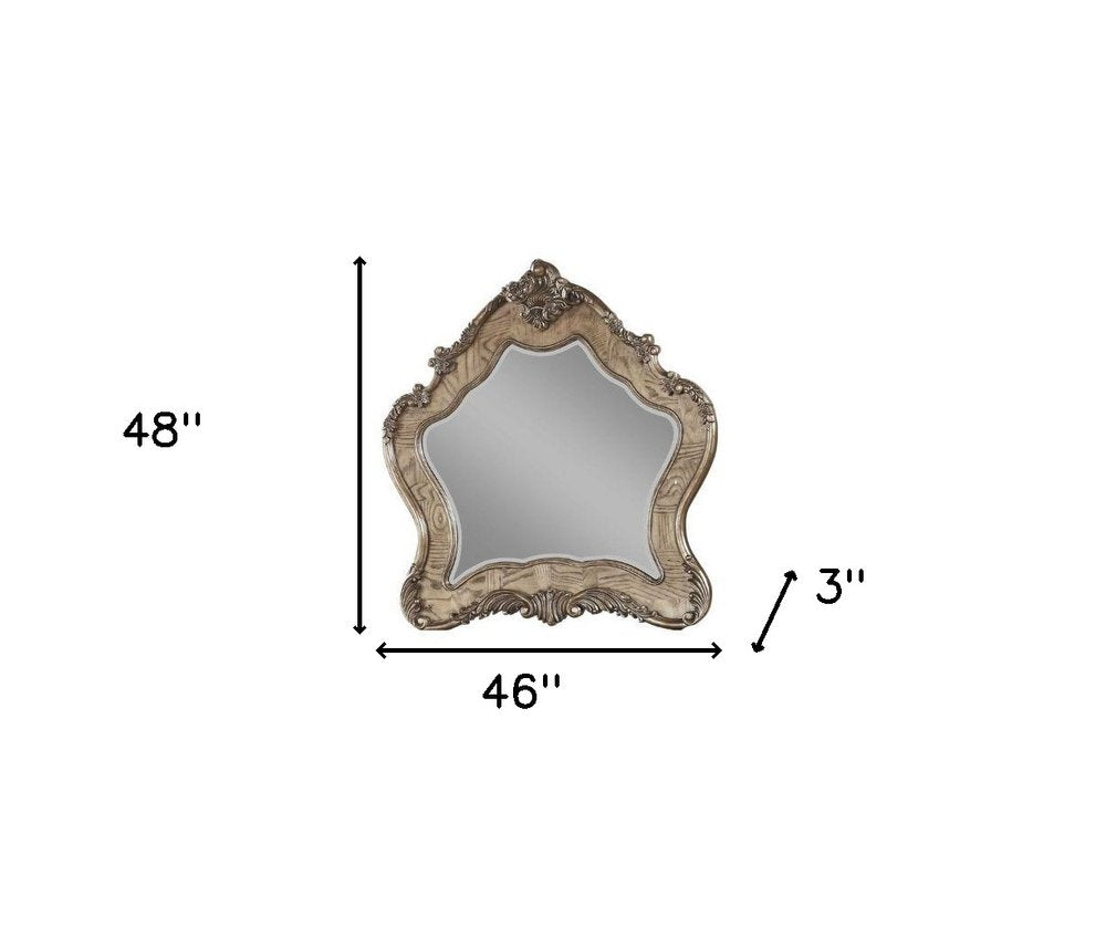 Oak Abstract Wood Framed Mounted Dresser Mirror - 48-inch