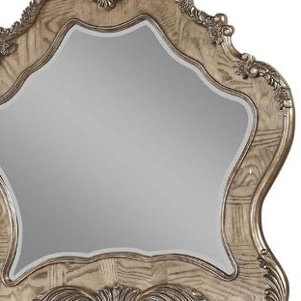 Oak Abstract Wood Framed Mounted Dresser Mirror - 48-inch