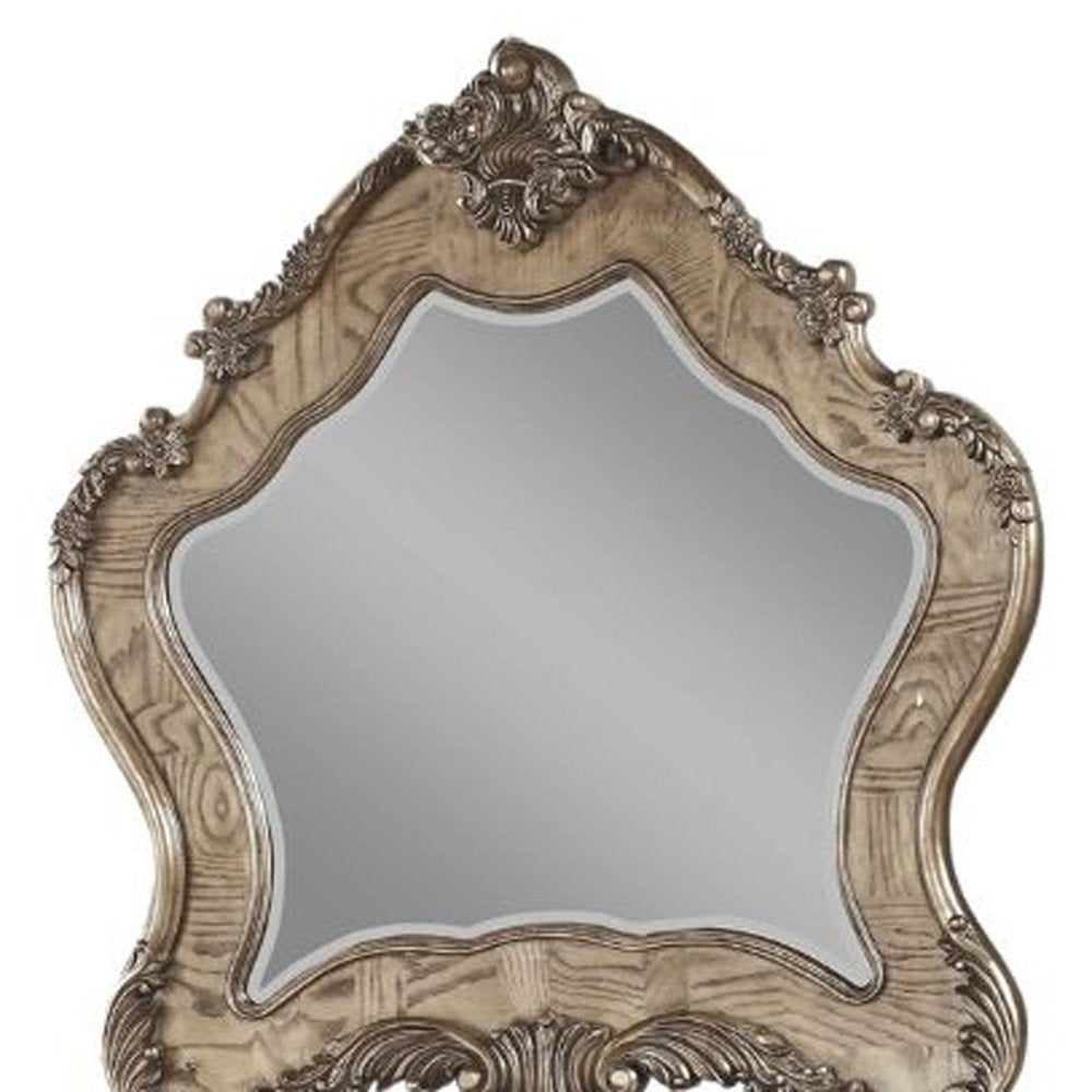 Oak Abstract Wood Framed Mounted Dresser Mirror - 48-inch