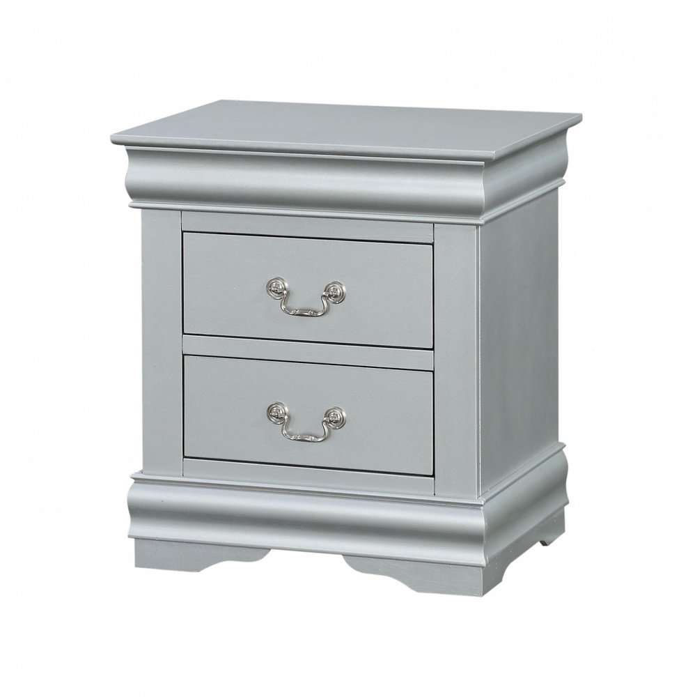 Platinum Two Drawers Nightstand - 24-inch