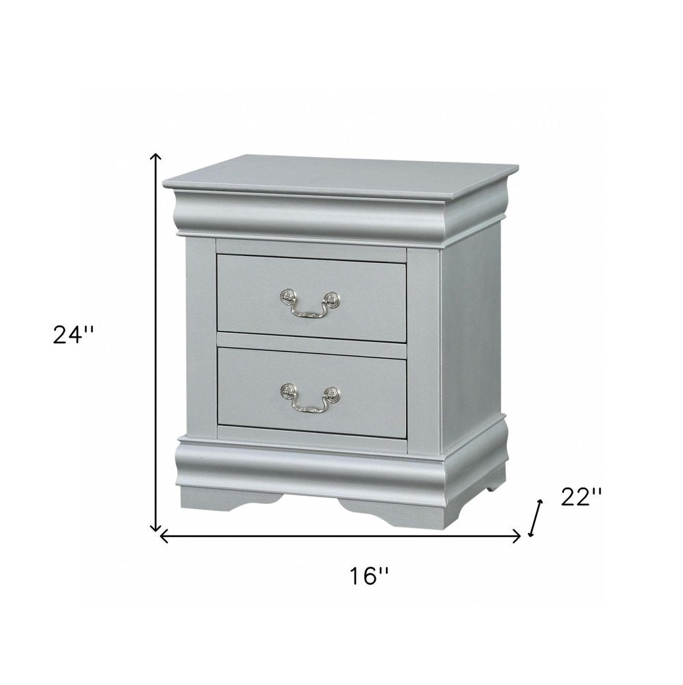 Platinum Two Drawers Nightstand - 24-inch