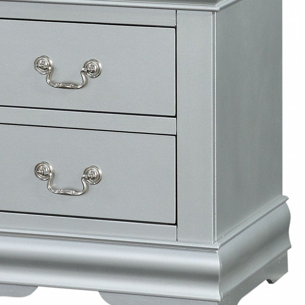 Platinum Two Drawers Nightstand - 24-inch