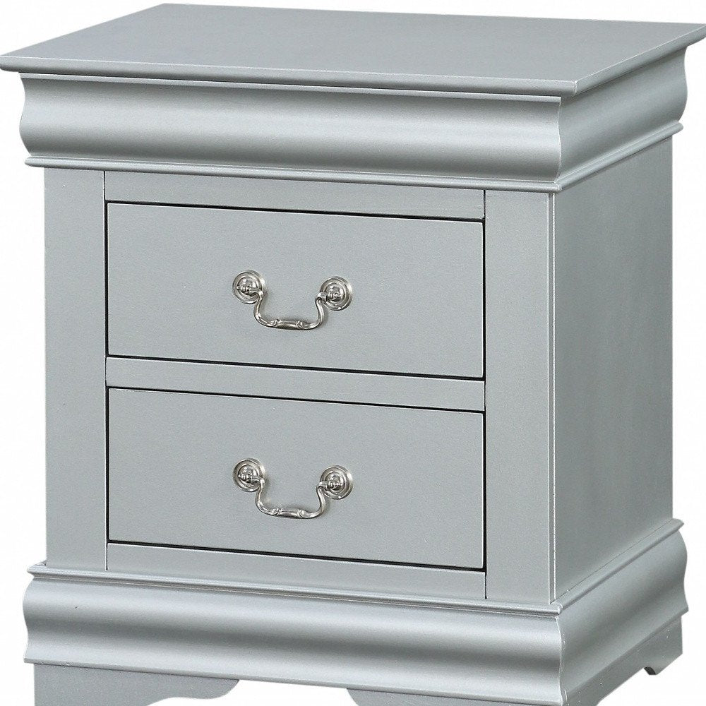 Platinum Two Drawers Nightstand - 24-inch
