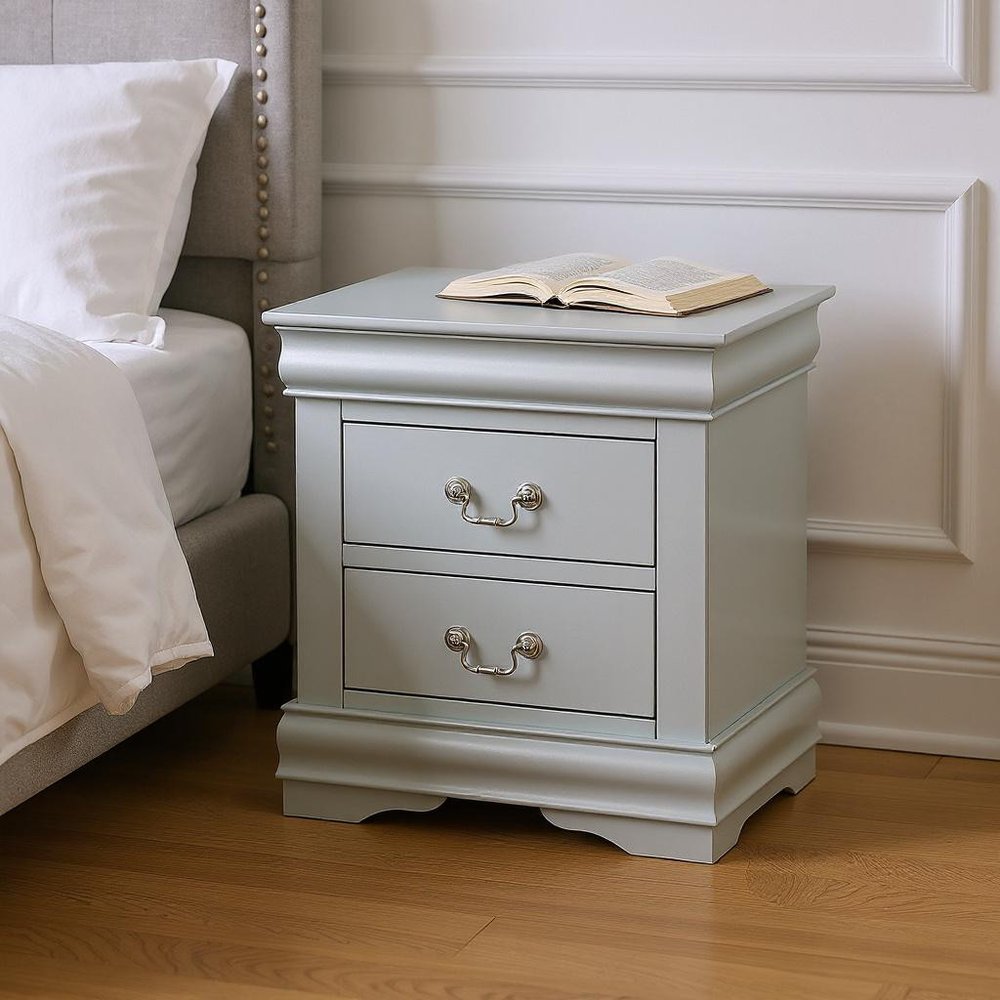 Platinum Two Drawers Nightstand - 24-inch