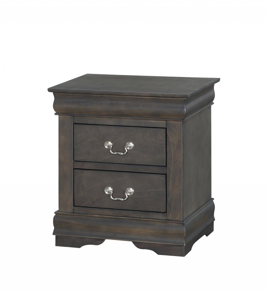 Gray Two Drawers Nightstand - 24-inch