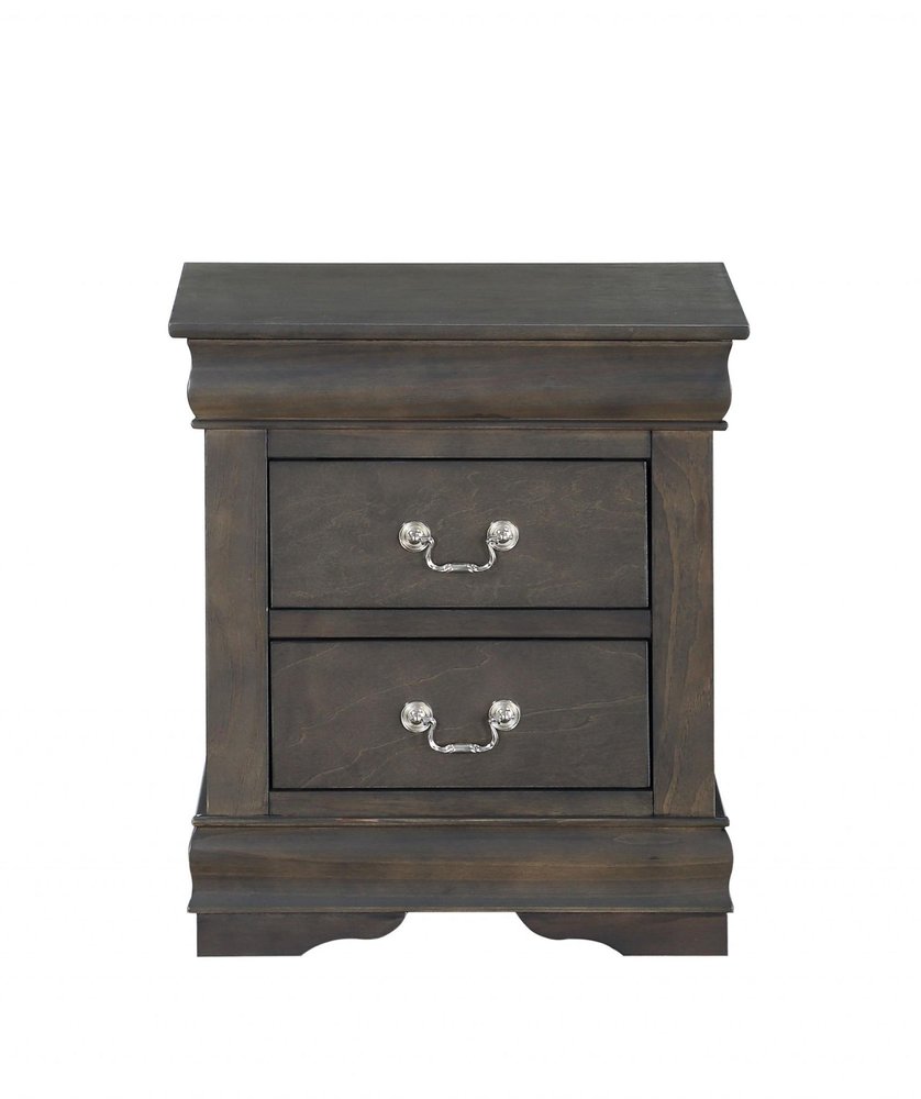 Gray Two Drawers Nightstand - 24-inch