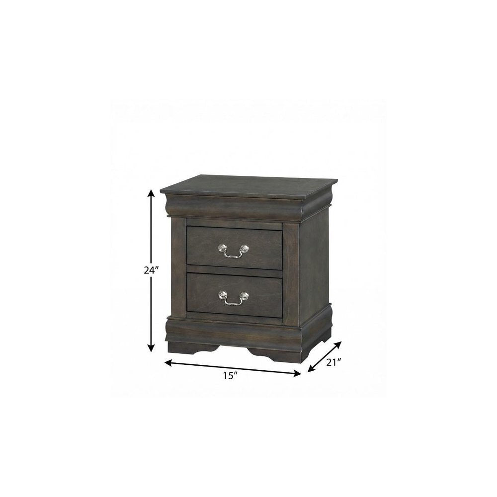 Gray Two Drawers Nightstand - 24-inch