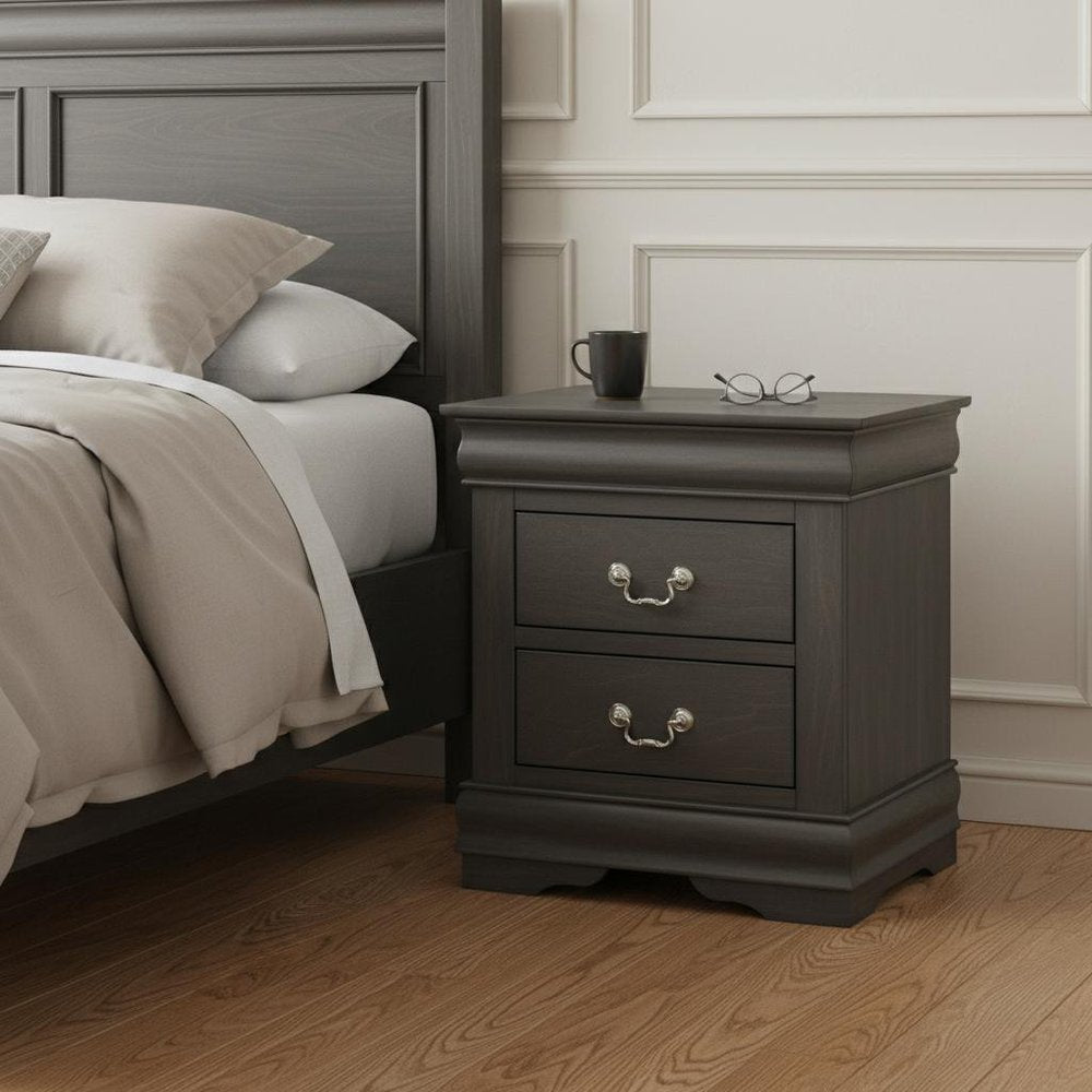 Gray Two Drawers Nightstand - 24-inch