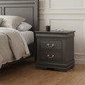 Gray Two Drawers Nightstand - 24-inch
