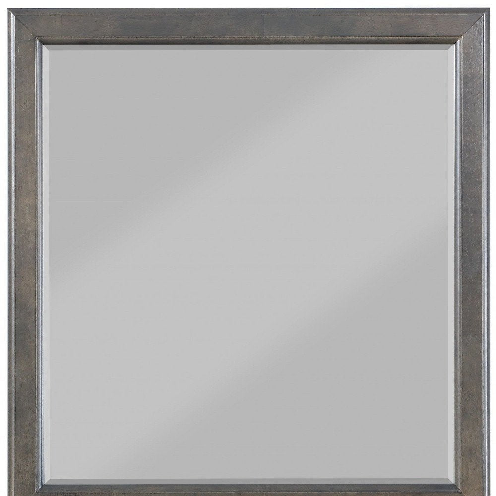Gray Square Wood Framed Accent Mirror - 38-inch