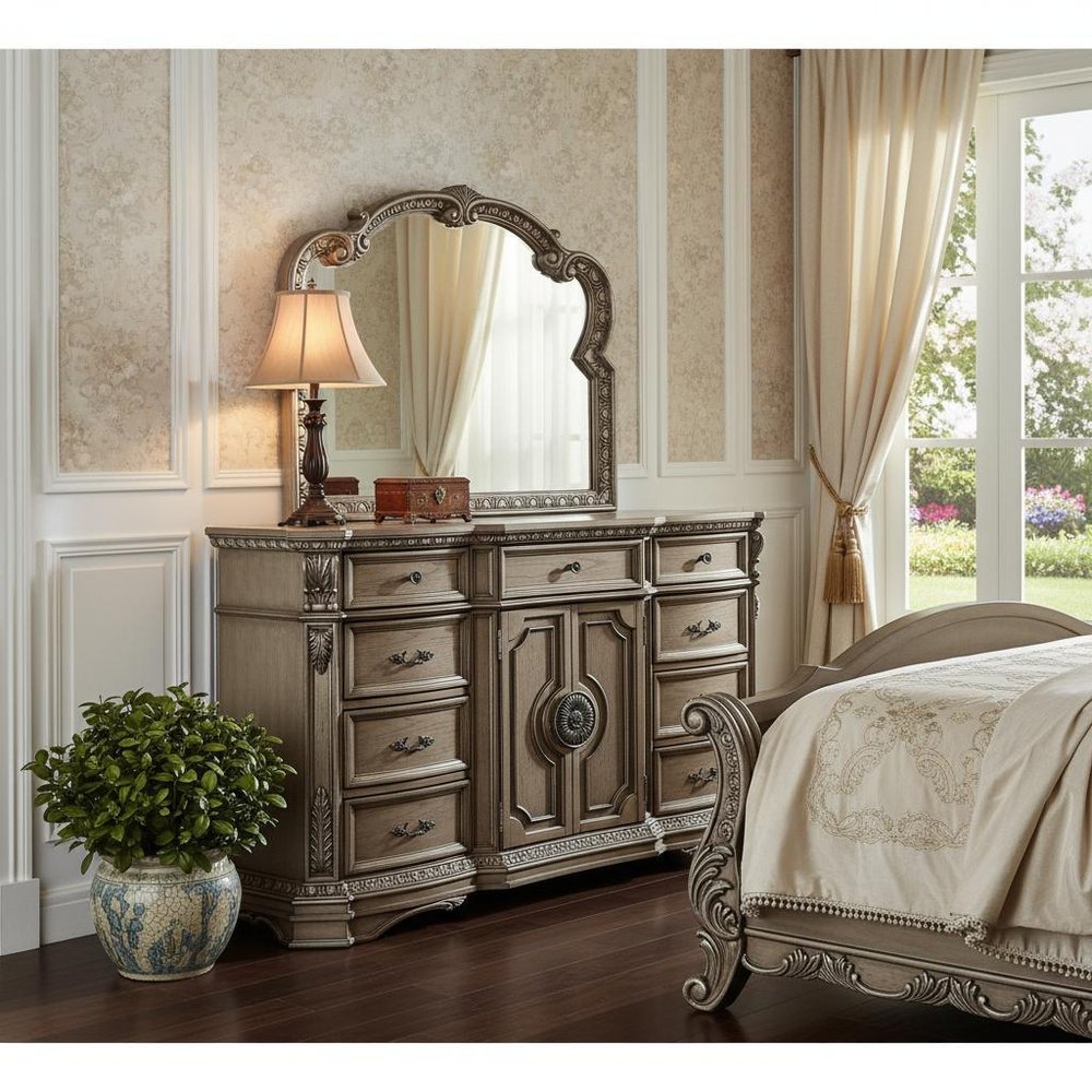 Brown Solid Wood Nine Drawer Combo Dresser - 42-inch
