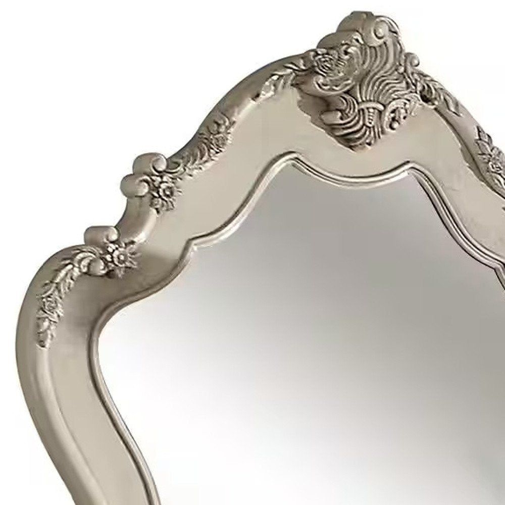 White Abstract Wood Framed Mounted Dresser Mirror - 48-inch