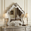 White Abstract Wood Framed Mounted Dresser Mirror - 48-inch