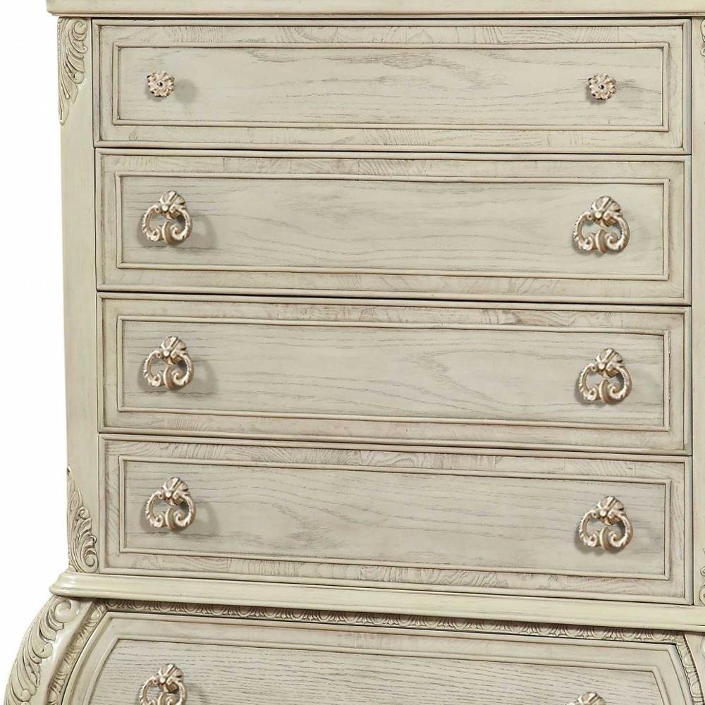 Off White Solid Wood Nine Drawer Double Dresser - 73-inch