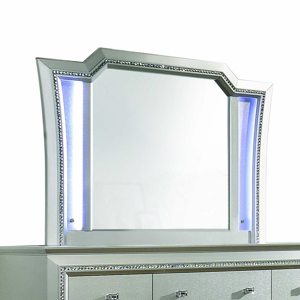 Champagne Abstract Wood Framed Mounted Dresser Mirror - 38-inch