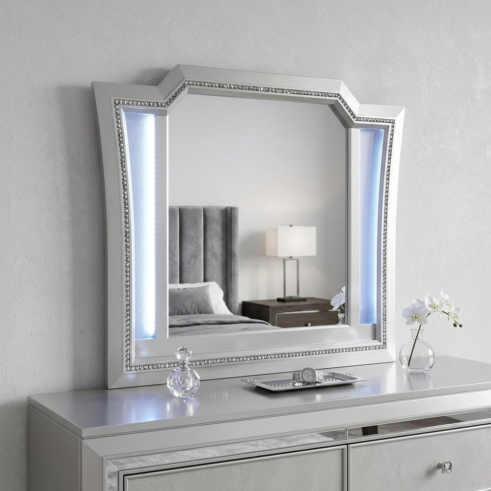 Champagne Abstract Wood Framed Mounted Dresser Mirror - 38-inch