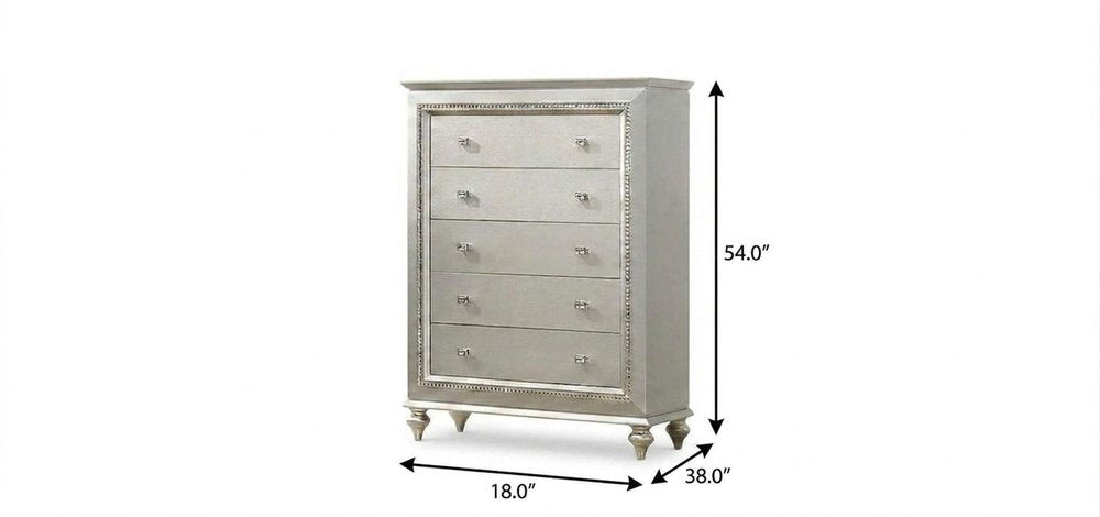 Champagne Wood Five Drawer Dresser - 18-inch