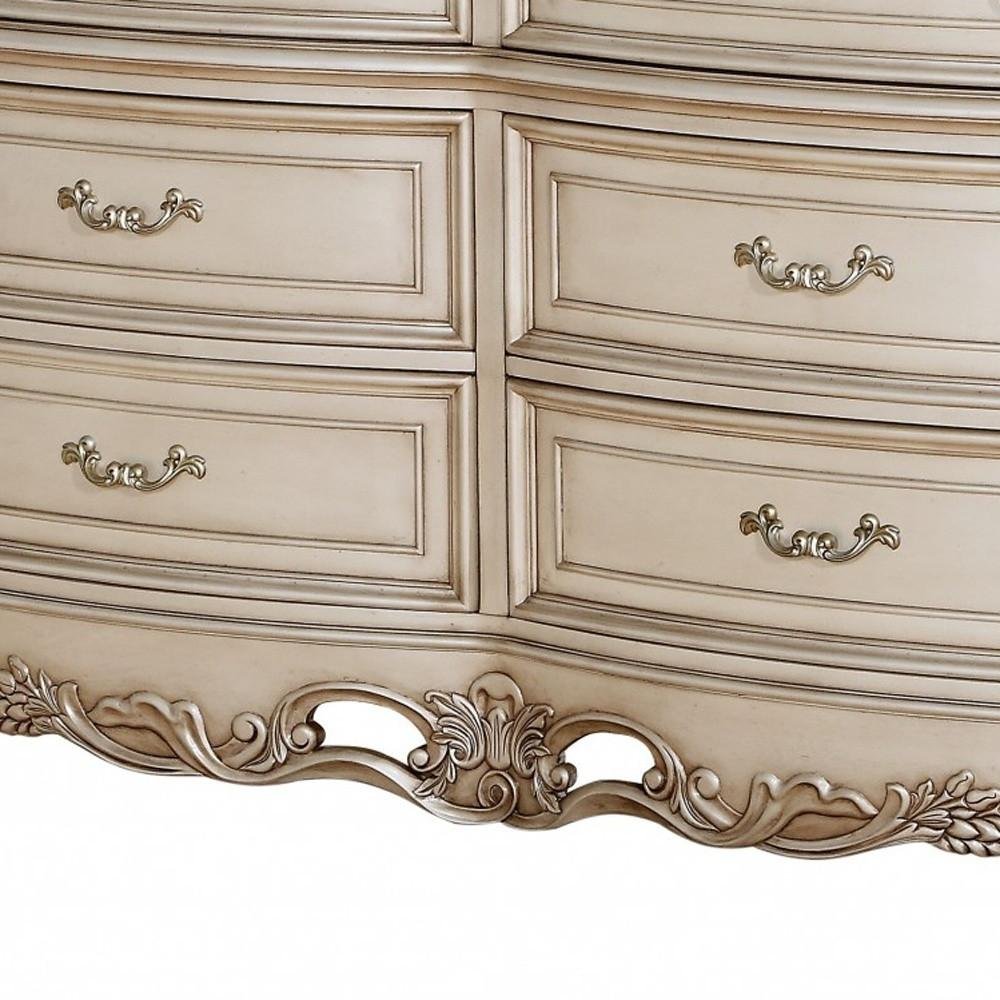 Beige Solid Wood Six Drawer Double Dresser - 7200-inch