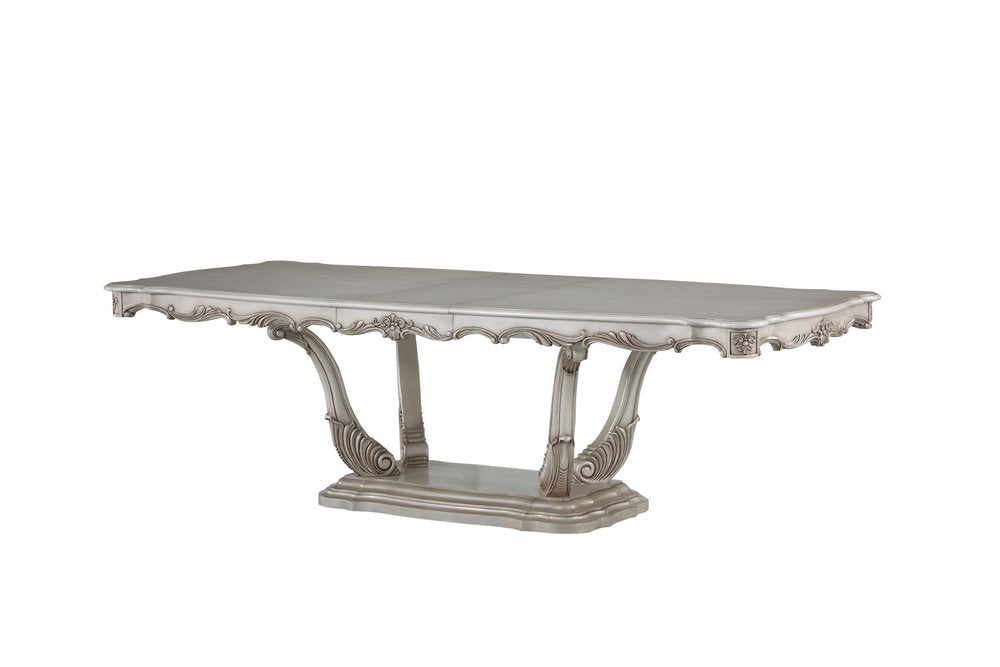 Off White Solid Wood Pedestal Base Dining Table - 44-inch
