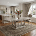 Off White Solid Wood Pedestal Base Dining Table - 44-inch