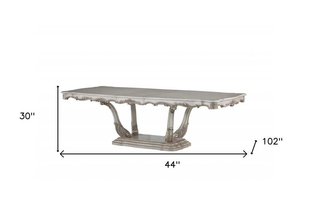 Off White Solid Wood Pedestal Base Dining Table - 44-inch