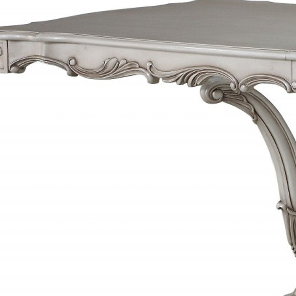 Off White Solid Wood Pedestal Base Dining Table - 44-inch