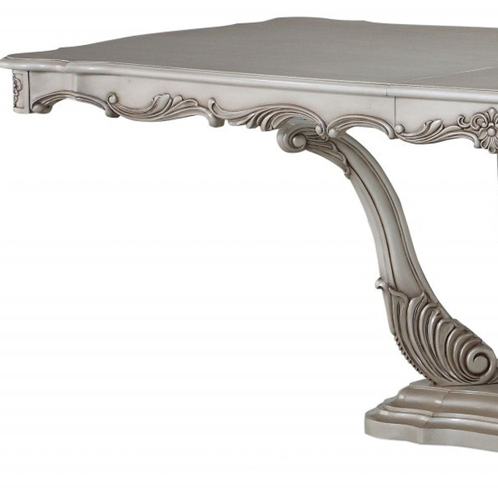 Off White Solid Wood Pedestal Base Dining Table - 44-inch