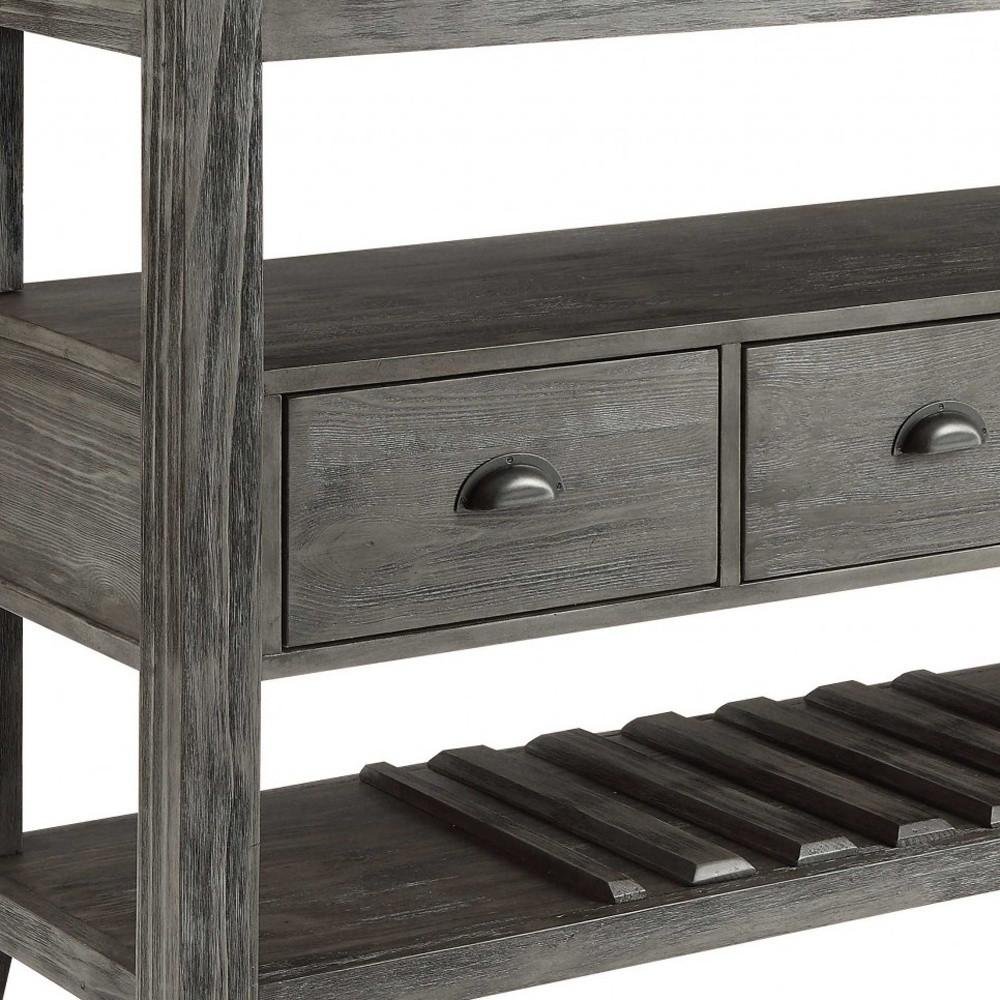 White Marble Gray Oak Wood Server - 18 X 54 X 36-inch