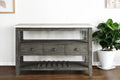 White Marble Gray Oak Wood Server - 18 X 54 X 36-inch