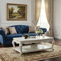 White Resin and Wood Coffee Table with Shelf - 36-inch