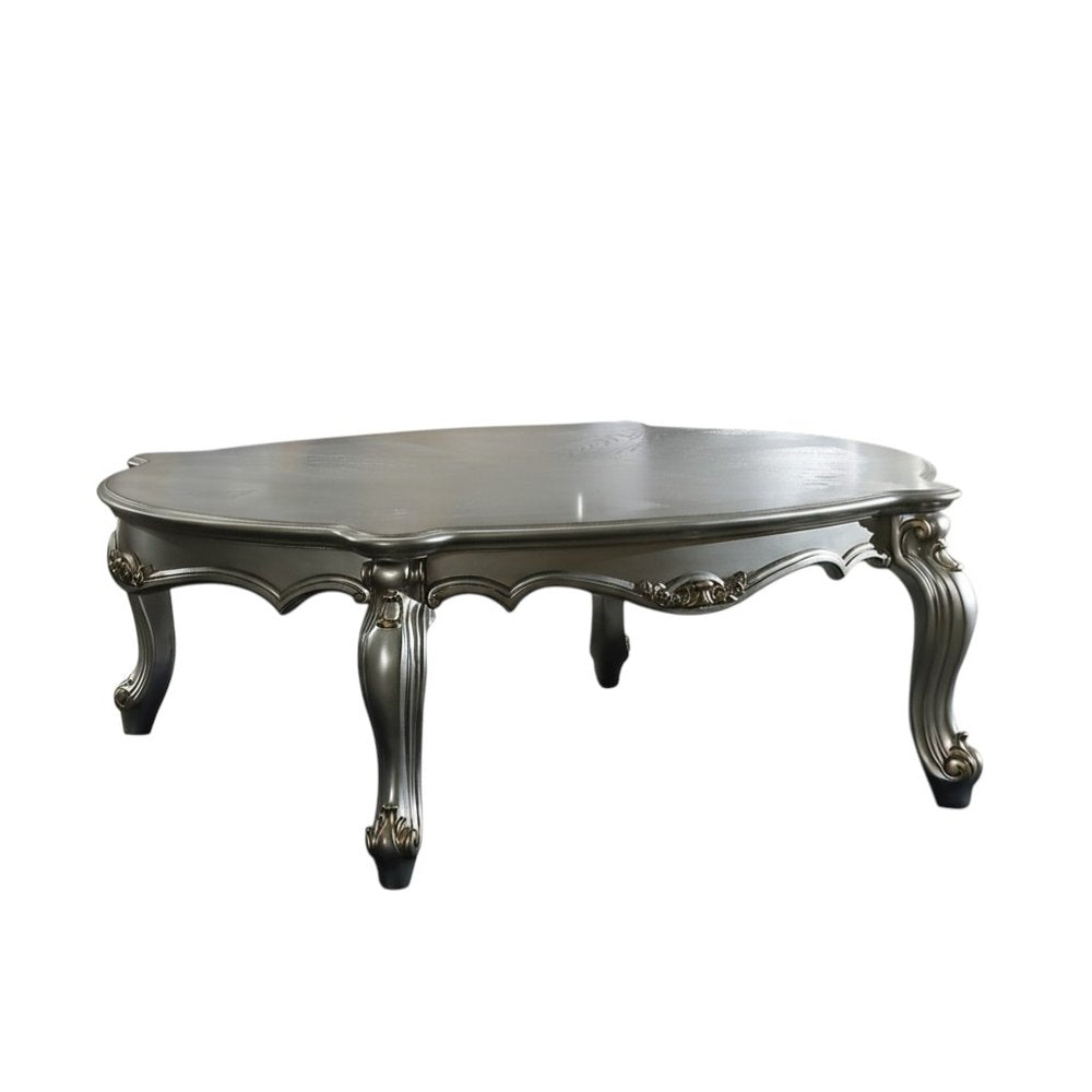 White Resin and Wood Coffee Table with Shelf - 36-inch