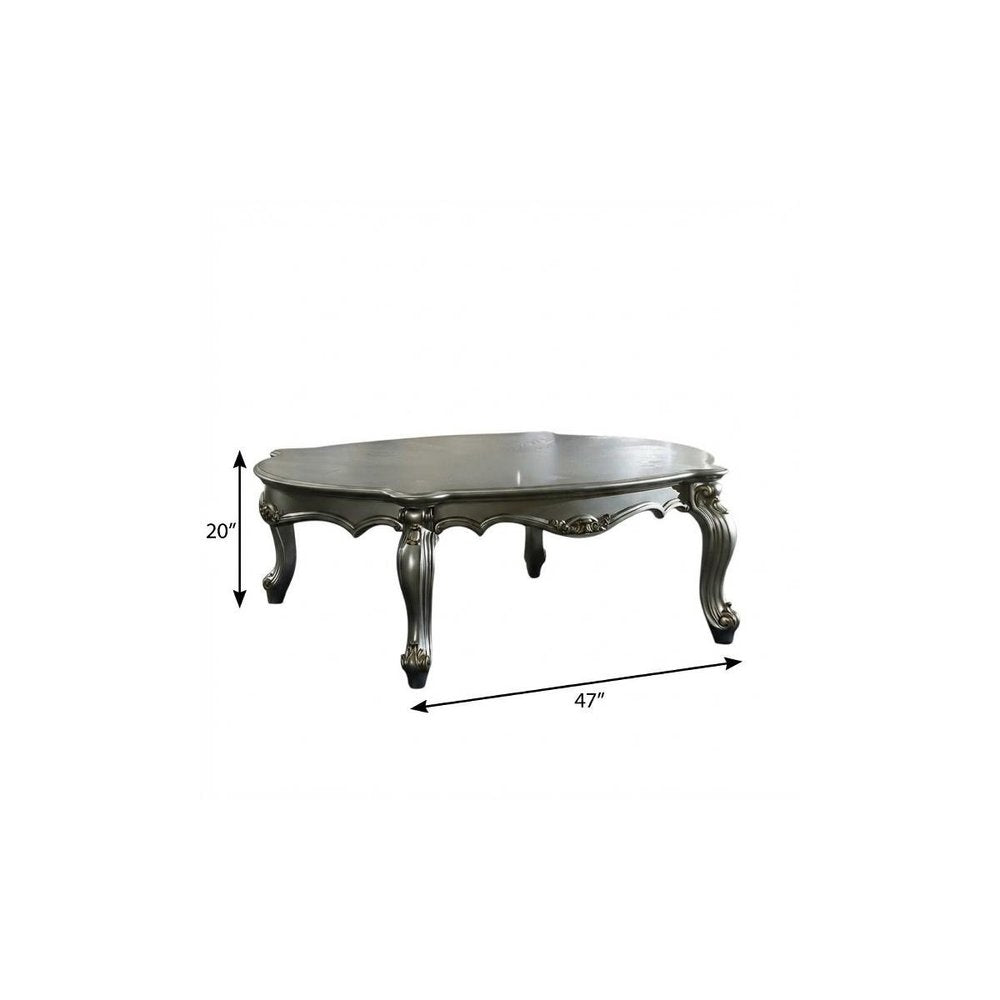 White Resin and Wood Coffee Table with Shelf - 36-inch
