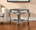 Gray Solid Wood End Table with Shelf - 24-inch