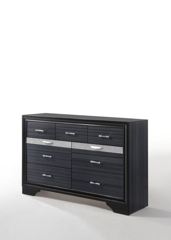 Black Manufactured Wood Nine Drawer Gentlemans Chest - 63-inch