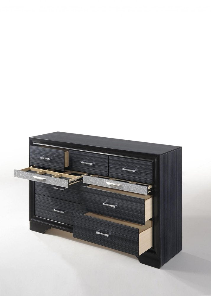 Black Manufactured Wood Nine Drawer Gentlemans Chest - 63-inch
