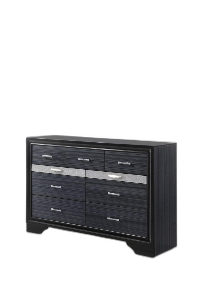 Black Manufactured Wood Nine Drawer Gentlemans Chest - 63-inch