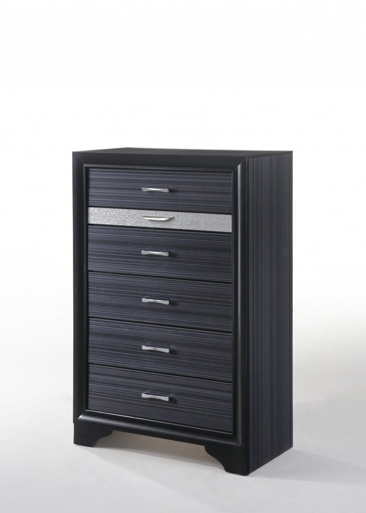 Black Solid Wood Six Drawer Chest - 34-inch