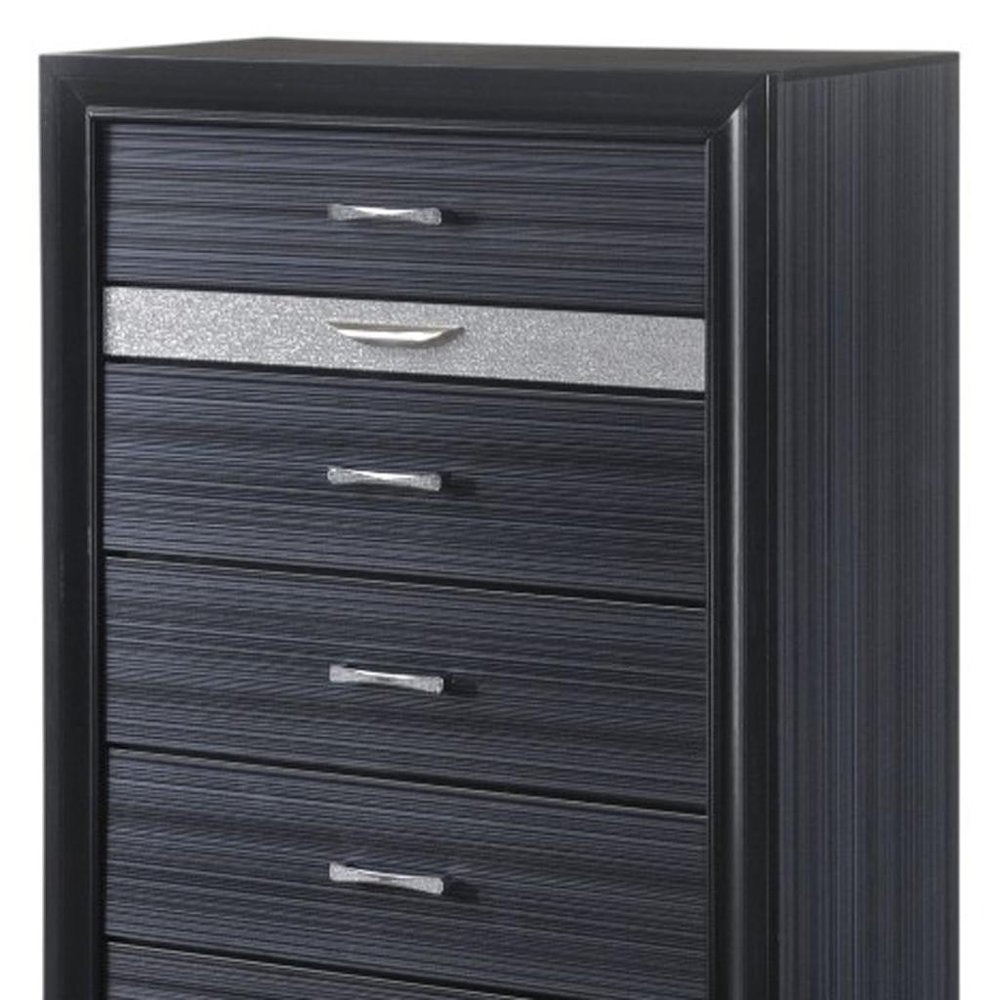 Black Solid Wood Six Drawer Chest - 34-inch