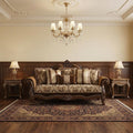 Oak Velvet Floral Sofa and Toss Pillows with Espresso Legs - 37-inch