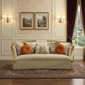 Beige Velvet Curved Sofa and Toss Pillows with Natural Legs - 41-inch