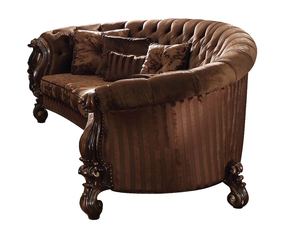 Brown Velvet Curved Sofa and Toss Pillows - 55-inch