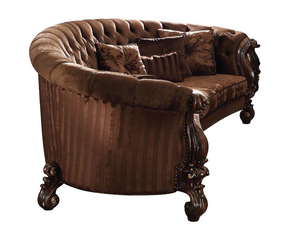Brown Velvet Curved Sofa and Toss Pillows - 55-inch