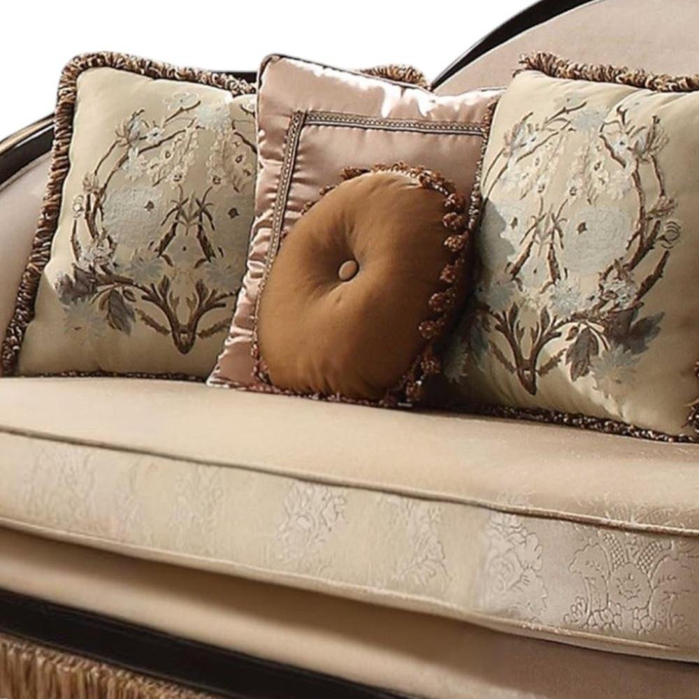 Tan Velvet Curved Sofa and Toss Pillows - 41-inch