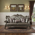Platinum Faux Leather Curved Sofa and Toss Pillows - 46-inch