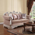 Champagne Velour Loveseat and Toss Pillows - 80-inch