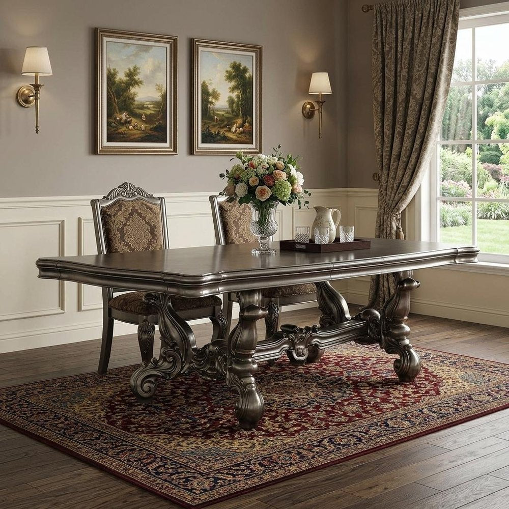 Platinum Solid Wood Trestle Base Dining Table - 46-inch