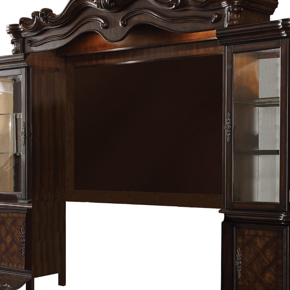 Dark Brown Solid Wood Floating Mount Entertainment Center - 118-inch