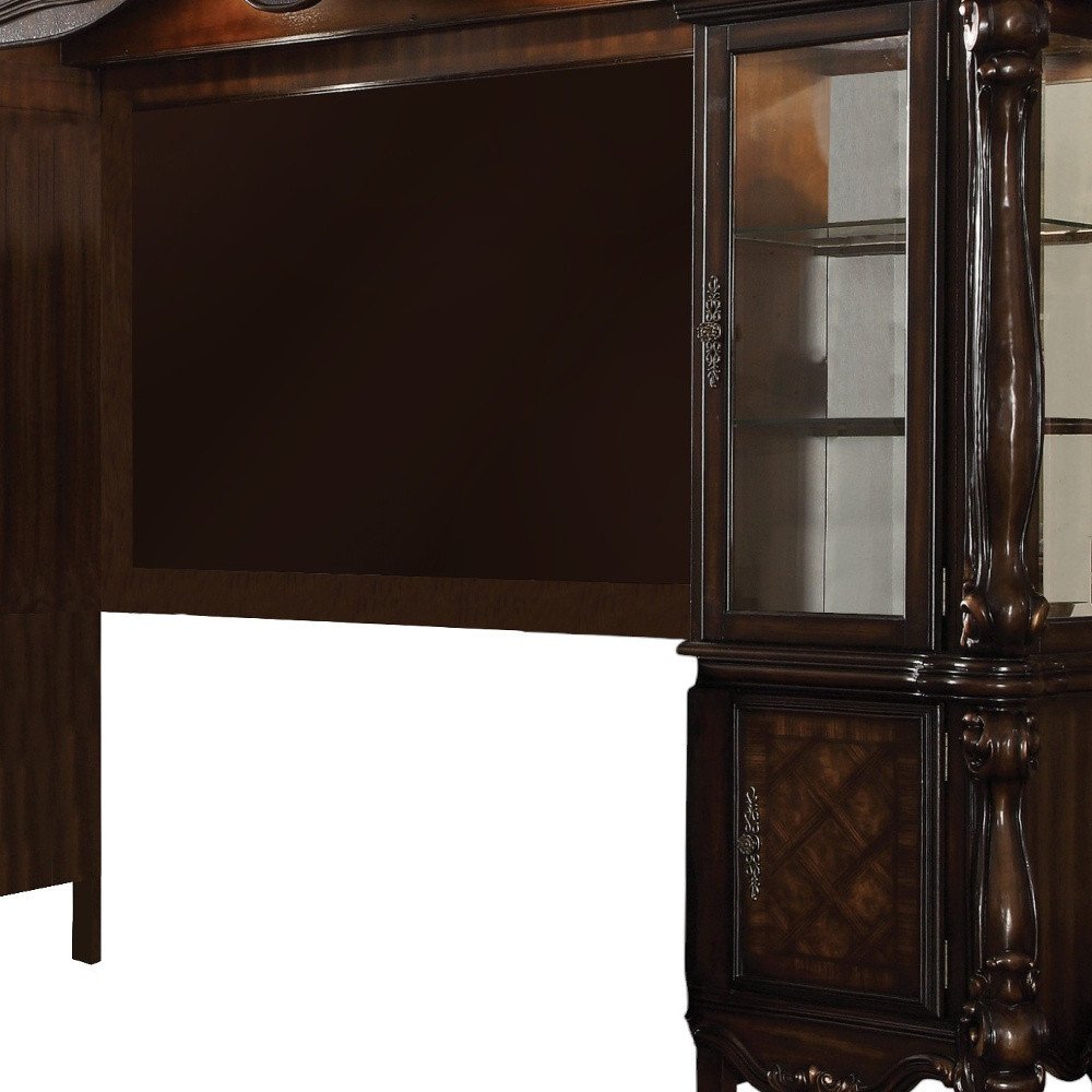 Dark Brown Solid Wood Floating Mount Entertainment Center - 118-inch