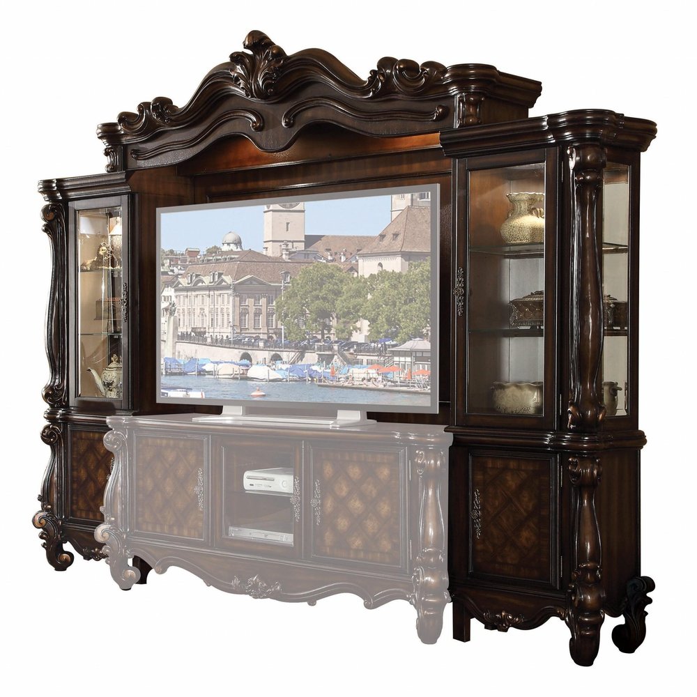 Dark Brown Solid Wood Floating Mount Entertainment Center - 118-inch